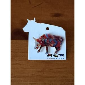 CowParade “Moonet” Lapel Pin/Brooch NWT Colorful Whimsical Punny Cow Art Collect
